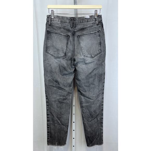 GOOD AMERICAN The Weekender High Rise Slim Straight Raw Hem Jeans Gray Size 2 26 - Picture 2 of 10